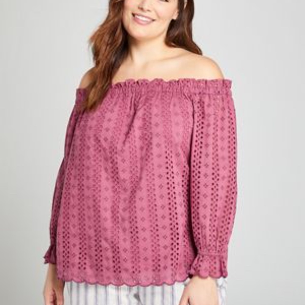 Lane Bryant Eyelet Off-The-Shoulder Top